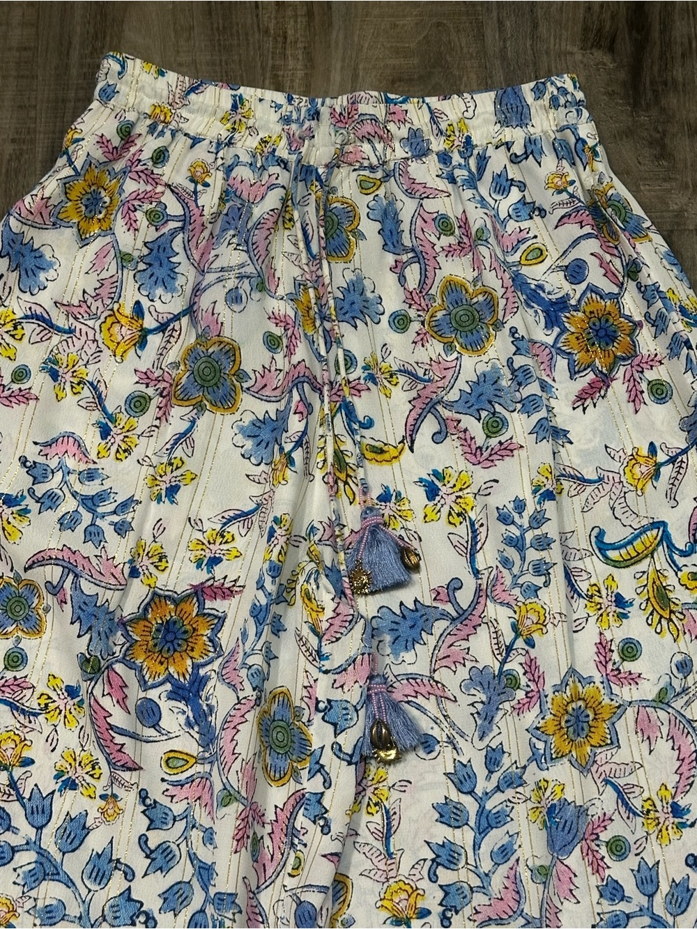 HEMANT & NANDITA White Floral Wide-Leg Pants S - Picture 10 of 10